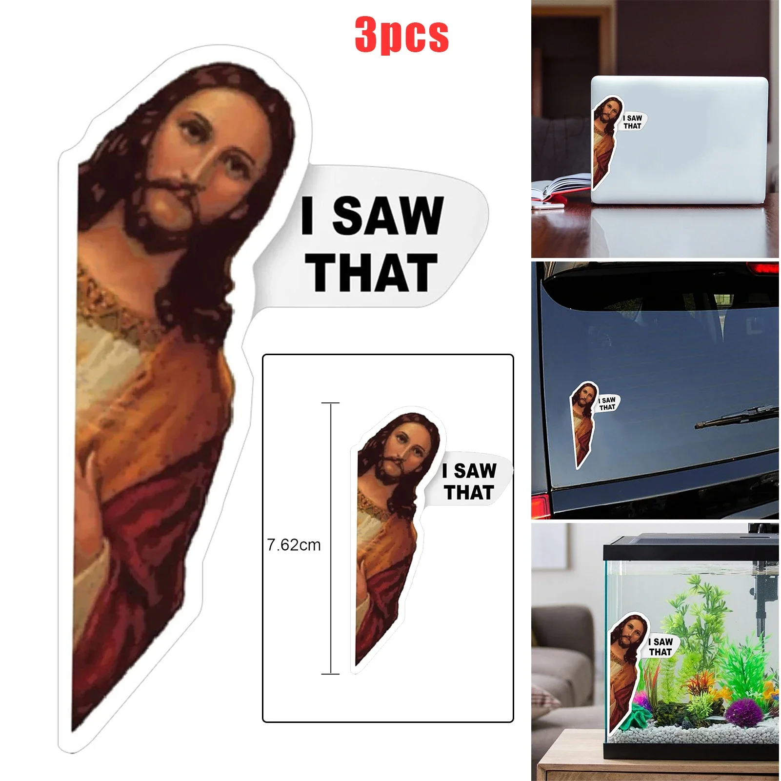 New Creative Sticker Jesus I Saw That Funny Glass Window Decal Christian  God Is Watching You Laptop Car Bottle Halloween Decor - AliExpress, image size:1601x1601