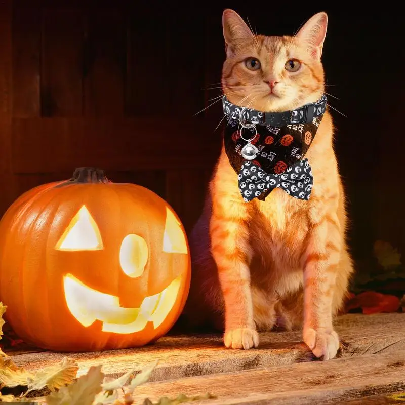 Dog Collar With Bowtie Halloween Removeable Bow Tie With Ringing Bell Dogs Cats Costumes Accessories For Traveling Photography 5
