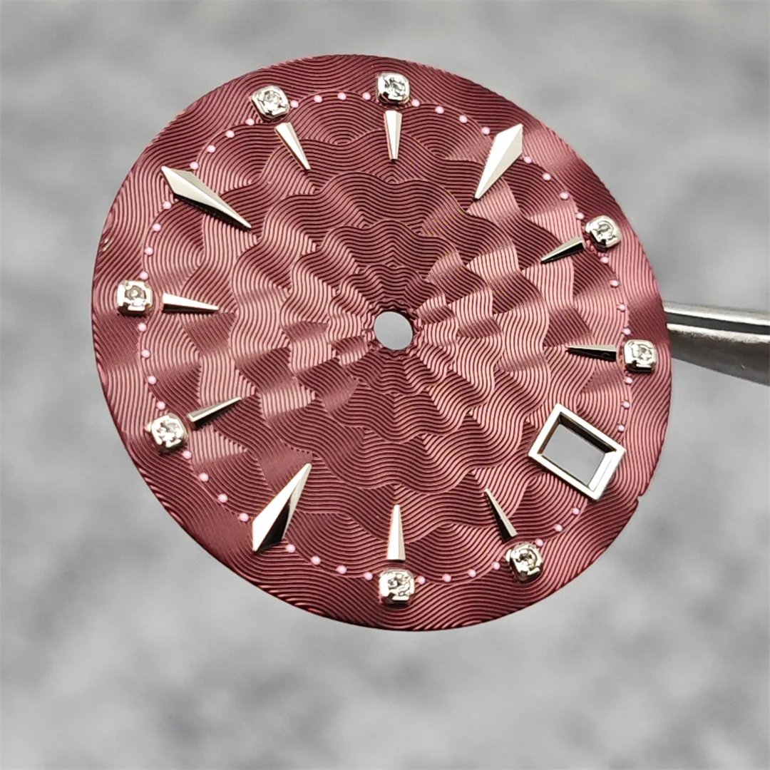 Watch Face Accessories Watch Dial Accessories 29mm Watch Dial Radial Pattern Watch Faces with Diamond Scale Design Women's Surface Modified Accessories for NH35/NH36 Movement