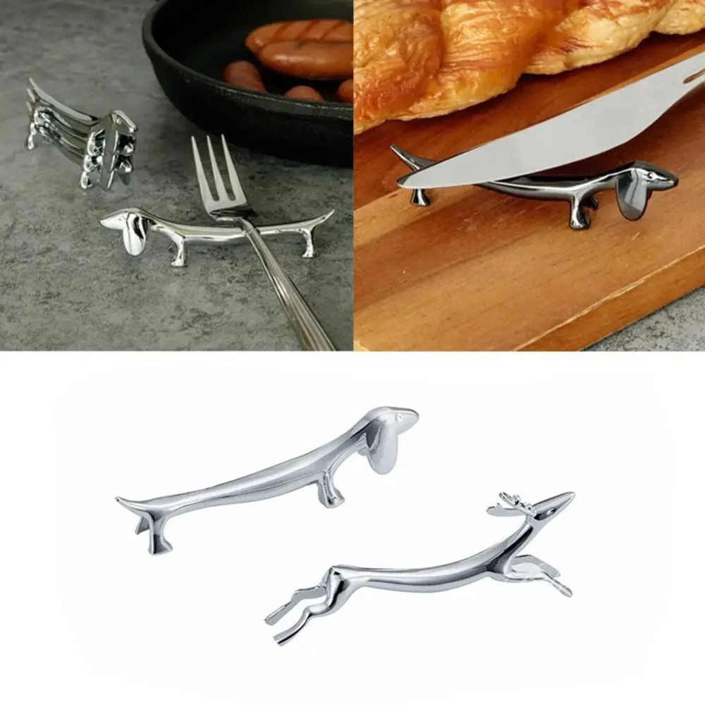 Kitchen Accessories Zinc Alloy Cutlery Bracket Holder Silver Fawn /Little Dog Shape Cutlery Storage Cute Chopsticks Holder 2