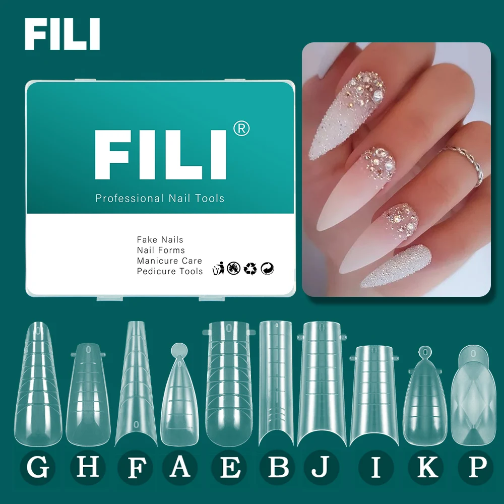 Fili Nail Extension Forms Full Cover Nail Mold Tips Quick Building Mold Dual Form Nails System Per Poly Uv Gel Acrilico Top Forms