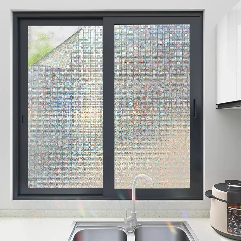 Window Privacy Film 3D Window Film Rainbow Sticker 3D Stained Glass Decals Static Cling Stickers for Bathroom window film,window privacy film,window sticker