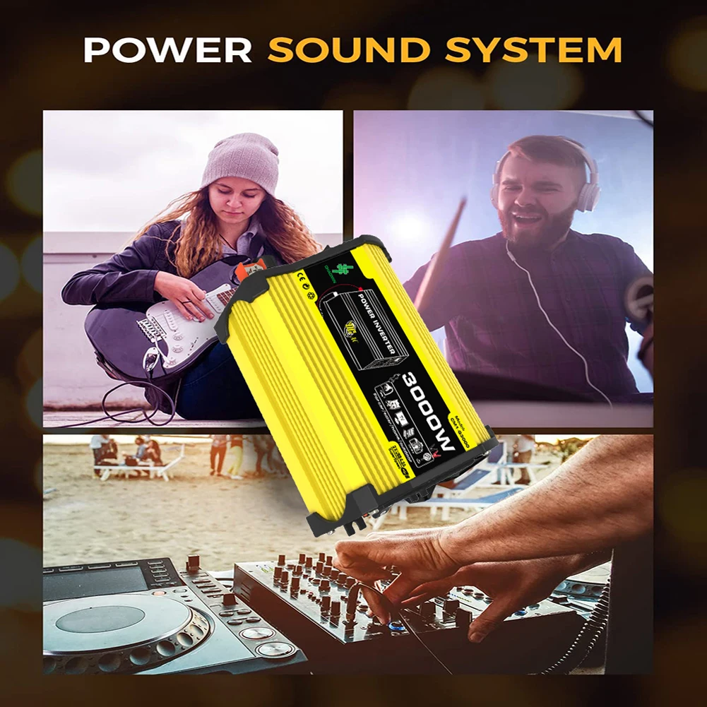 3000W 지능형 전력 인버터 수정된 사인파 듀얼 USB 자동차 전압 변압기 아이패드 폰용 휴대용 전력 인버터