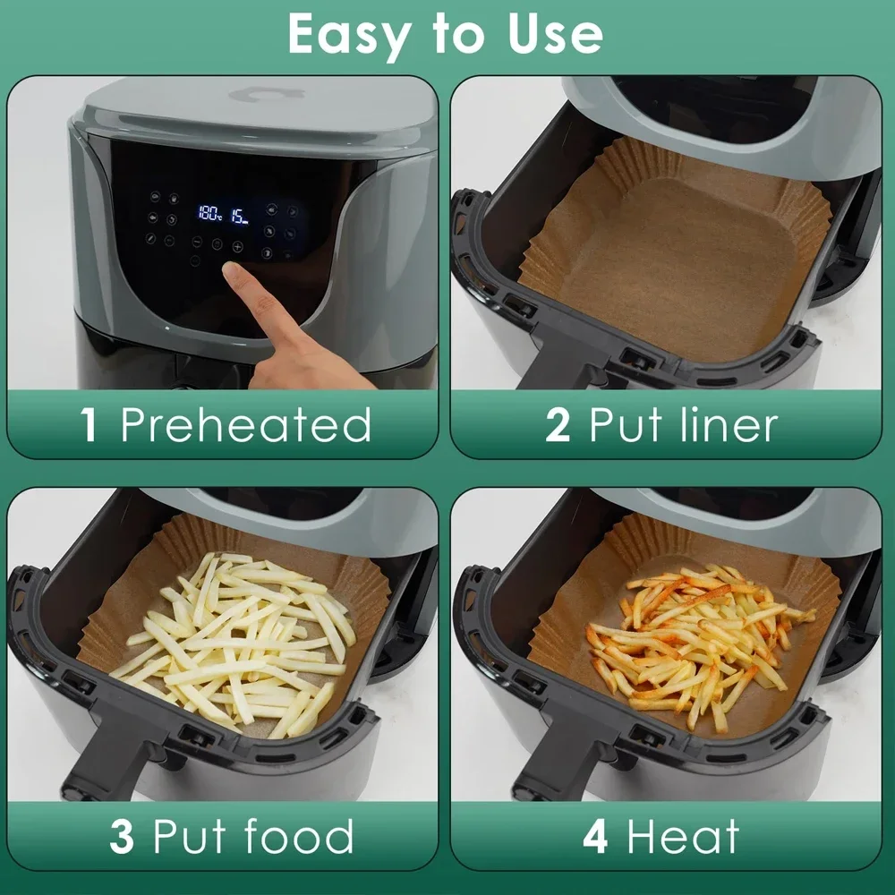 Disposable Non-Stick Oil-Proof Parchment Baking Paper for Air Fryer, Microwave, Oven, and BBQ