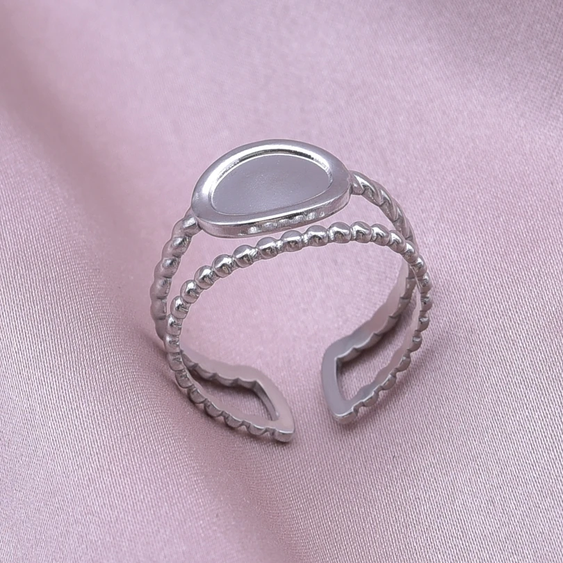 5 stücke Edelstahl Kurze Geometrie Ring Hand Diy Stein Bohrer Strass Silber Farbe Kein Verblassen Finger Schmuck Paar Ringe – Detail 4