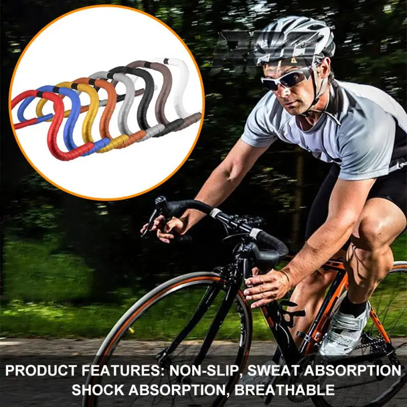 Road Bike Handle Bar with Bar-plug Anti-skid Cycling Damping Grips Wraps Rubber Foam Breathable Tapes