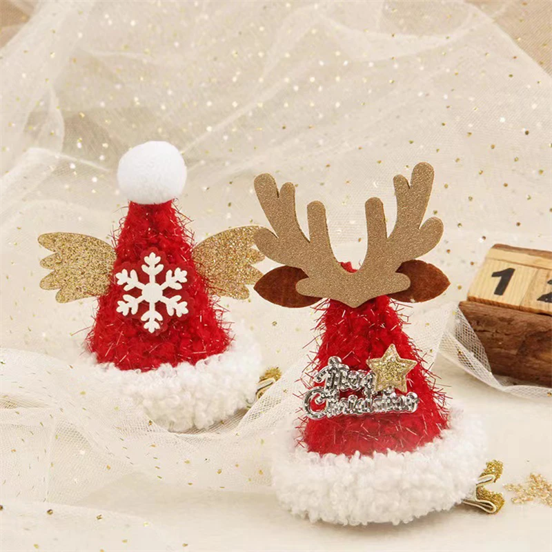 Colorful Shining Santa Claus Boots Christmas Tree Sock Snowflake Hair Clip for Women Children Cute Bangs Sideline Hairpin