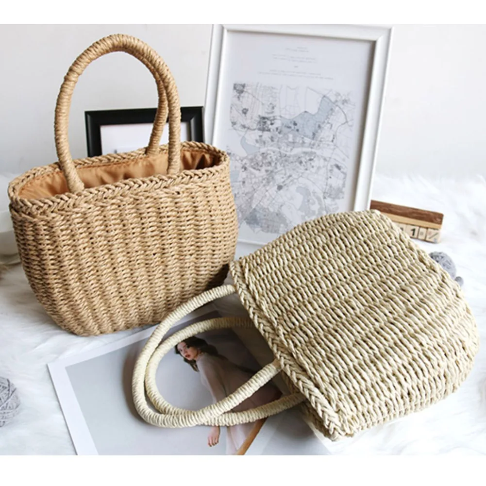 Women Summer Straw Messenger Bags Casual Woven Top Handle Bags Designer