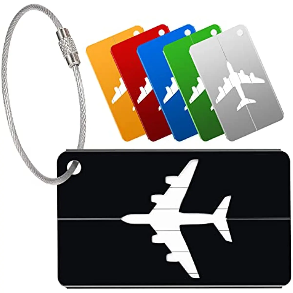 Luggage Tags Aluminium Alloy Suitcase Tag Travel Labels Set with Steel ...