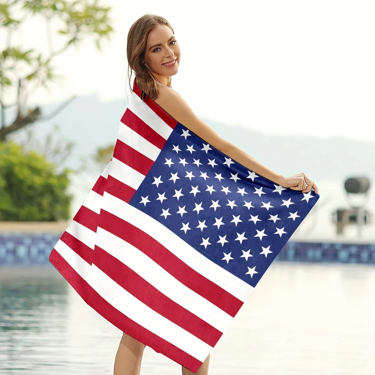 American flag pattern oversized beach towel, quick-drying bath towel, suitable for outdoor swimming, gym and camping 4