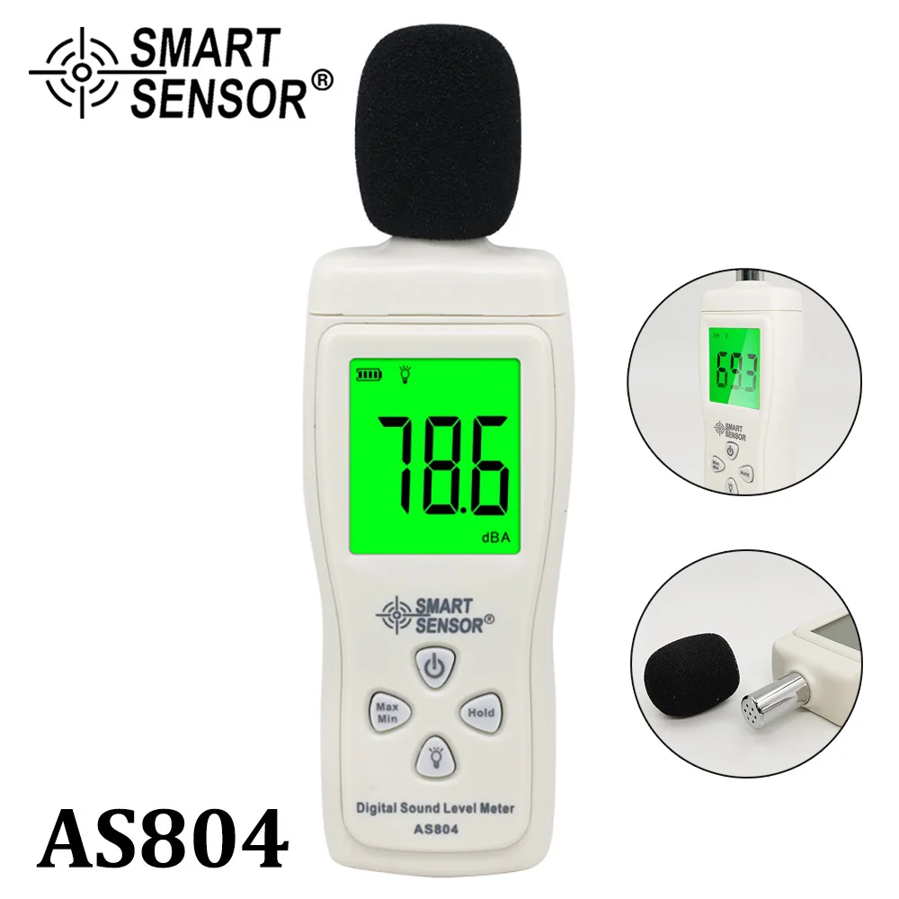 

Smart Sensor AS804 Digital Sound Level Meter Decibel 30d-130dB Diagnostic-tool Monitoring Tester Noise DB Detector Analyzer Tool