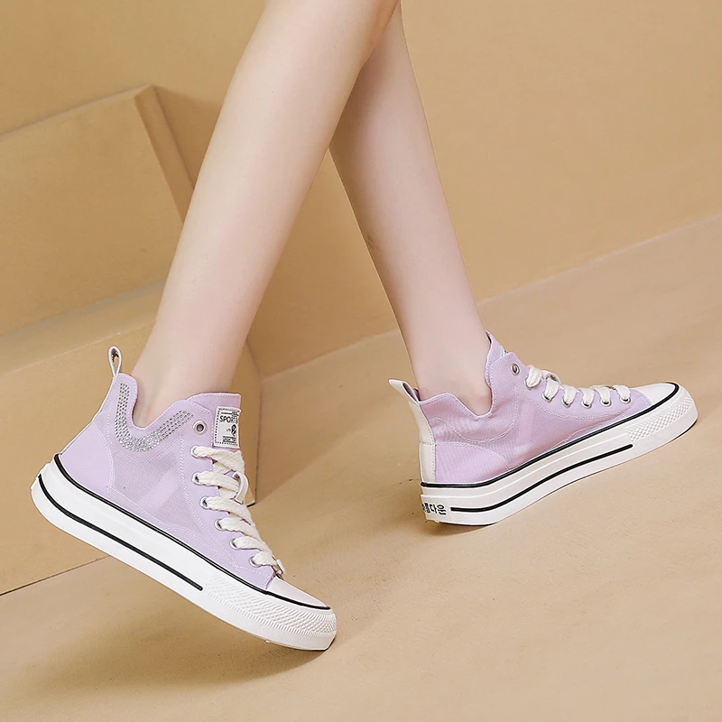 2023 New High Top Hot Sale Canvas Shoes for Women Anti-slip Casual Sneakers Women's Sports Shoes Candy Color Comfortable Shoes