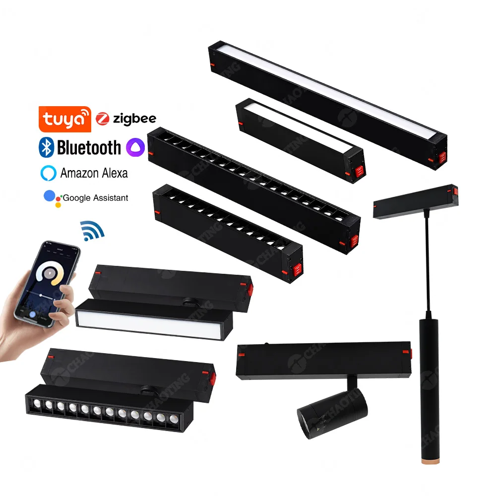 

Free Sample Magnetic Track Light Surface Recessed Pendant Smart Dimming APP Blue tooth Tuya Control Track Light LED