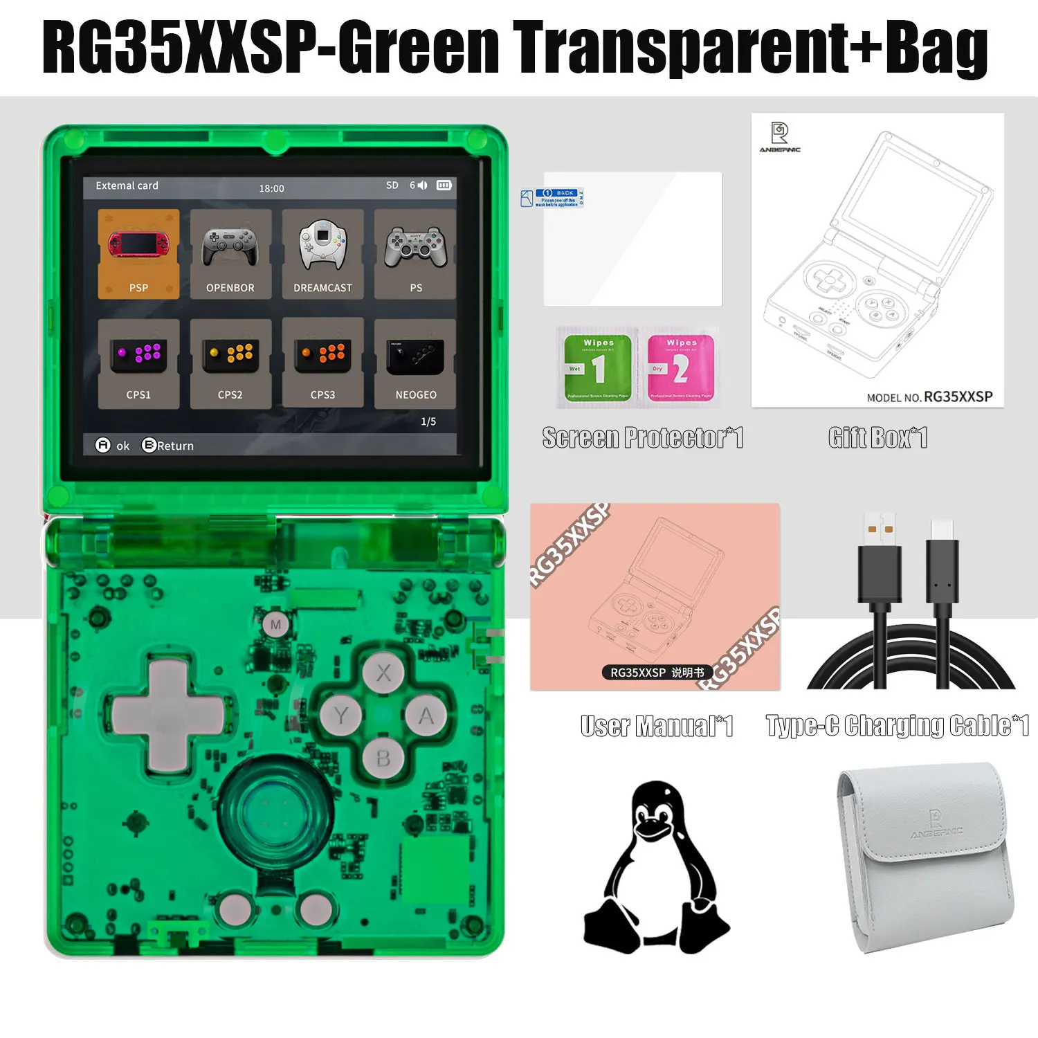 ANBERNIC RG35XXSP 3.5'' IPS Screen Flip Handheld Console