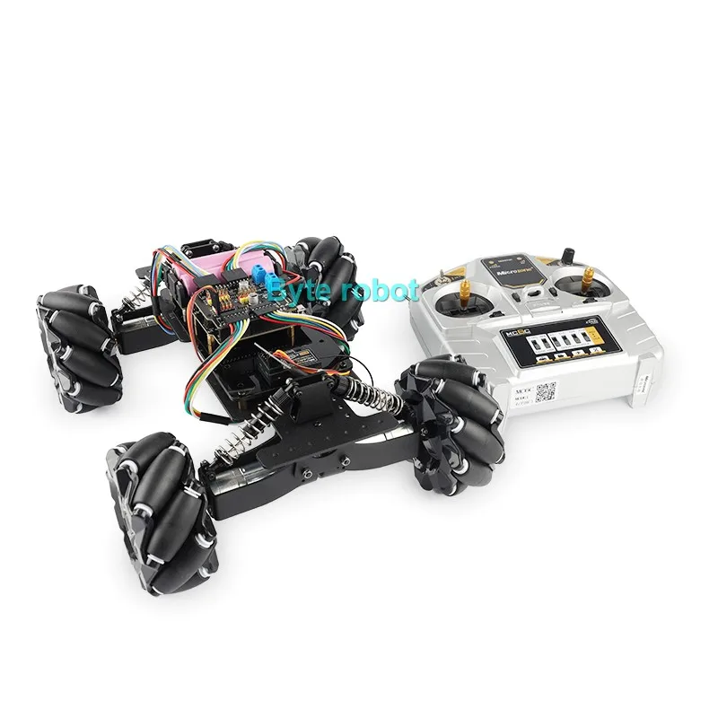 충격 흡수 전방향 모바일 자동차 조정 가능한 4WD 메카넘 휠 섀시, 아두이노 로봇 DIY 키트, RC 서스펜션 휠