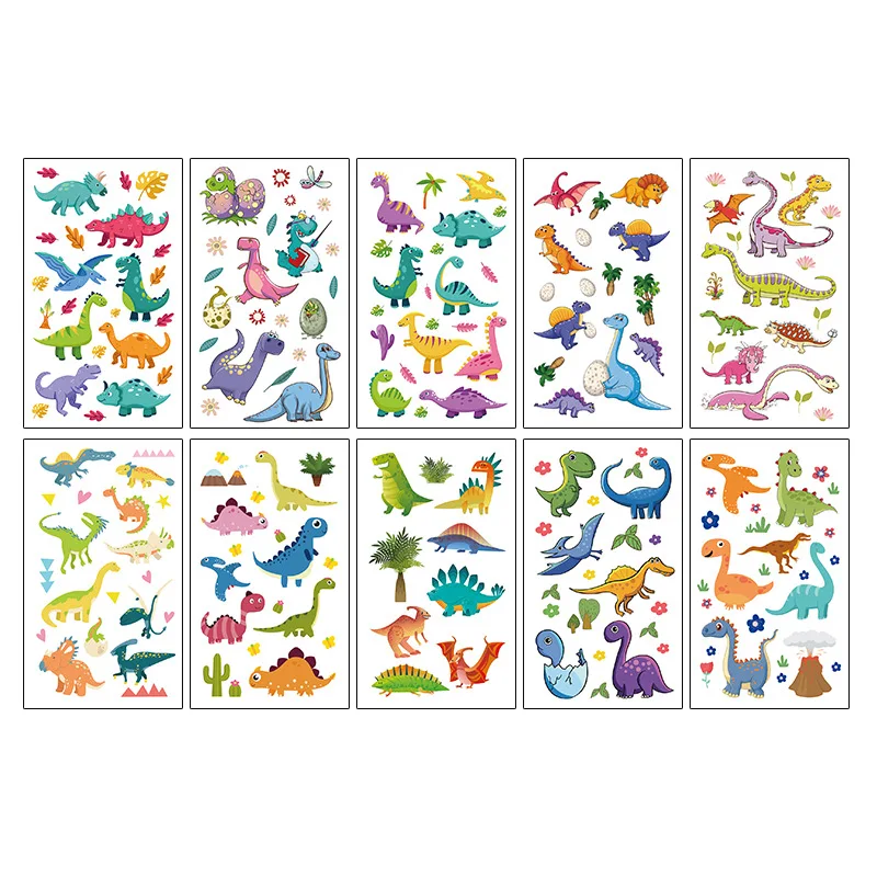 10 Children's Tattoo Stickers Dinosaur Cartoon Boys and Girls Animals Cute Personality Temporary Face Arm Stickers