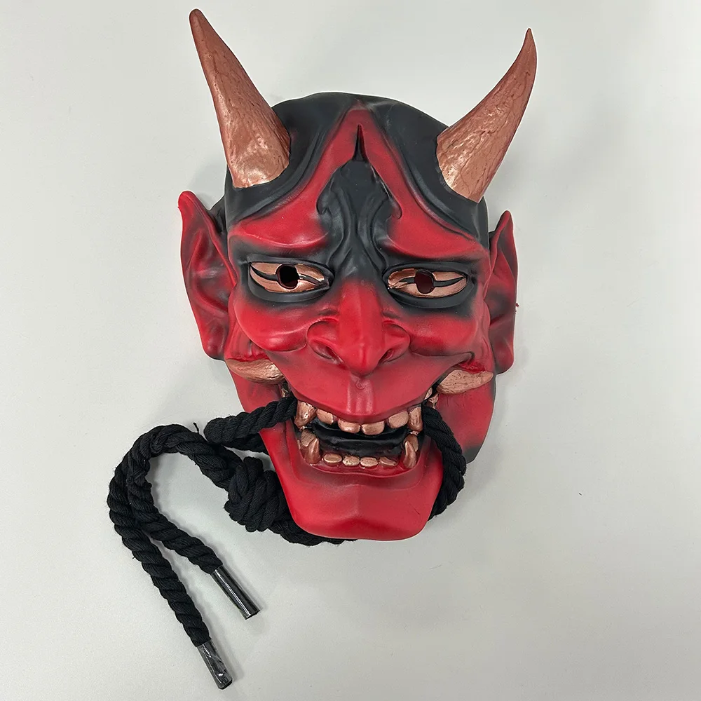 Japanese Prajna Latex Mask Cosplay Samurai Noh Kabuki Assassin Demon Ghosts Face Creepy Masks Halloween Party Costume Props
