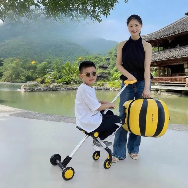 2-in-1 여행가방, 어린이 탑승 가능, 용 여행가방,  여행용 가방, 어린이용 캐리어, 접이식 기내용 여행가방