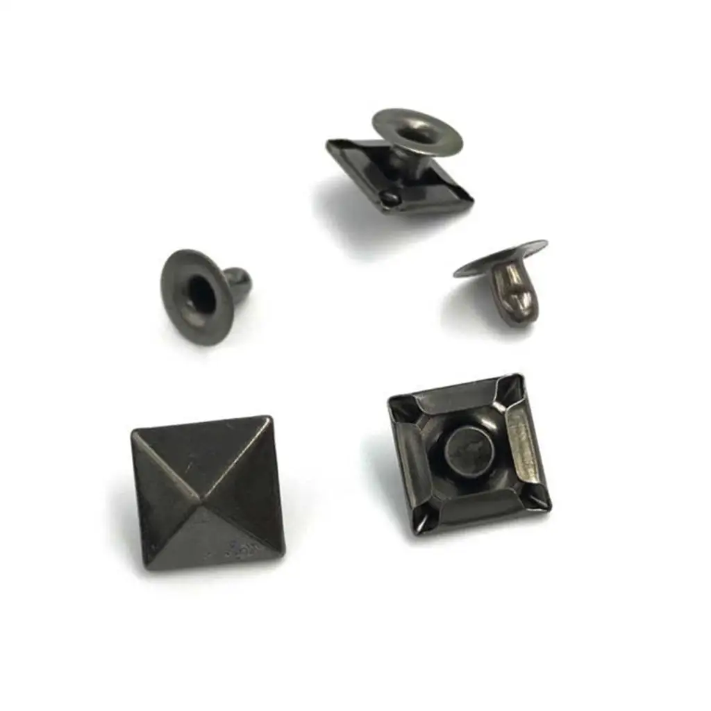 100 Sets Square Copper Rivet Studs Leathercraft DIY Clothing Accessories