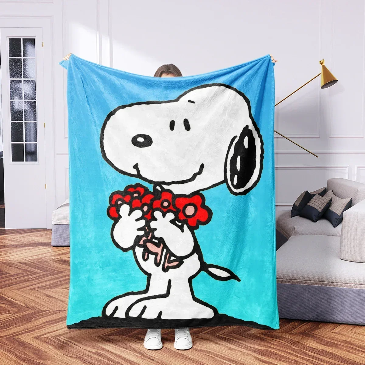 thumbnail image 1 of Nuevas mantas cálidas de franela de Snoopy para otoño e invierno, colcha con estampados de Charlie Brown para sofás, camas, sillas, adultos y niños, capa escolar para interiores, 1 of 5