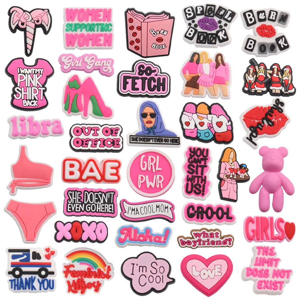 Commercio All'Ingrosso 50 Pezzi Pvc Aloha Burn Book Scarpe Accessori Cool Girls Garden Slipper Buckle Decorazioni Fit Wristband Croc Jibz Charm