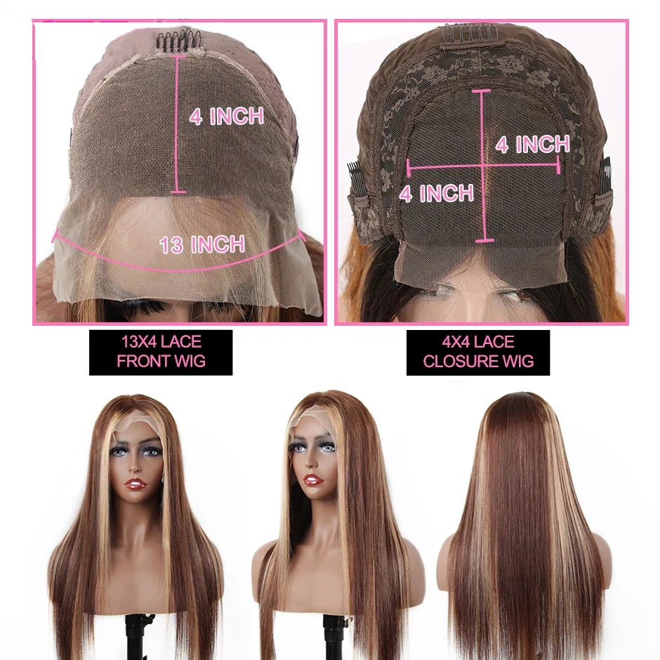 Highlight Human Hair Straight Lace Front Wigs For Women Human Hair Transparent HD Lace Frontal Wig Ombre Blonde Lace Front Wigs