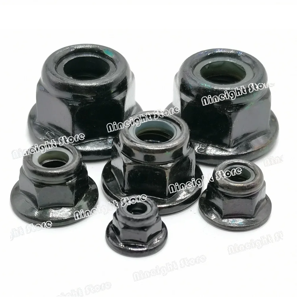 M3 M4 M5 M6 M8 M10 M12 Black Carbon 304 A2-70 Stainless Steel Hex Flange Nylon Insert Lock Nut Self-locking Nylock Locknut 1-20X hexagon nuts nylon lock nut carbon steel nuts flange nut locking nuts
