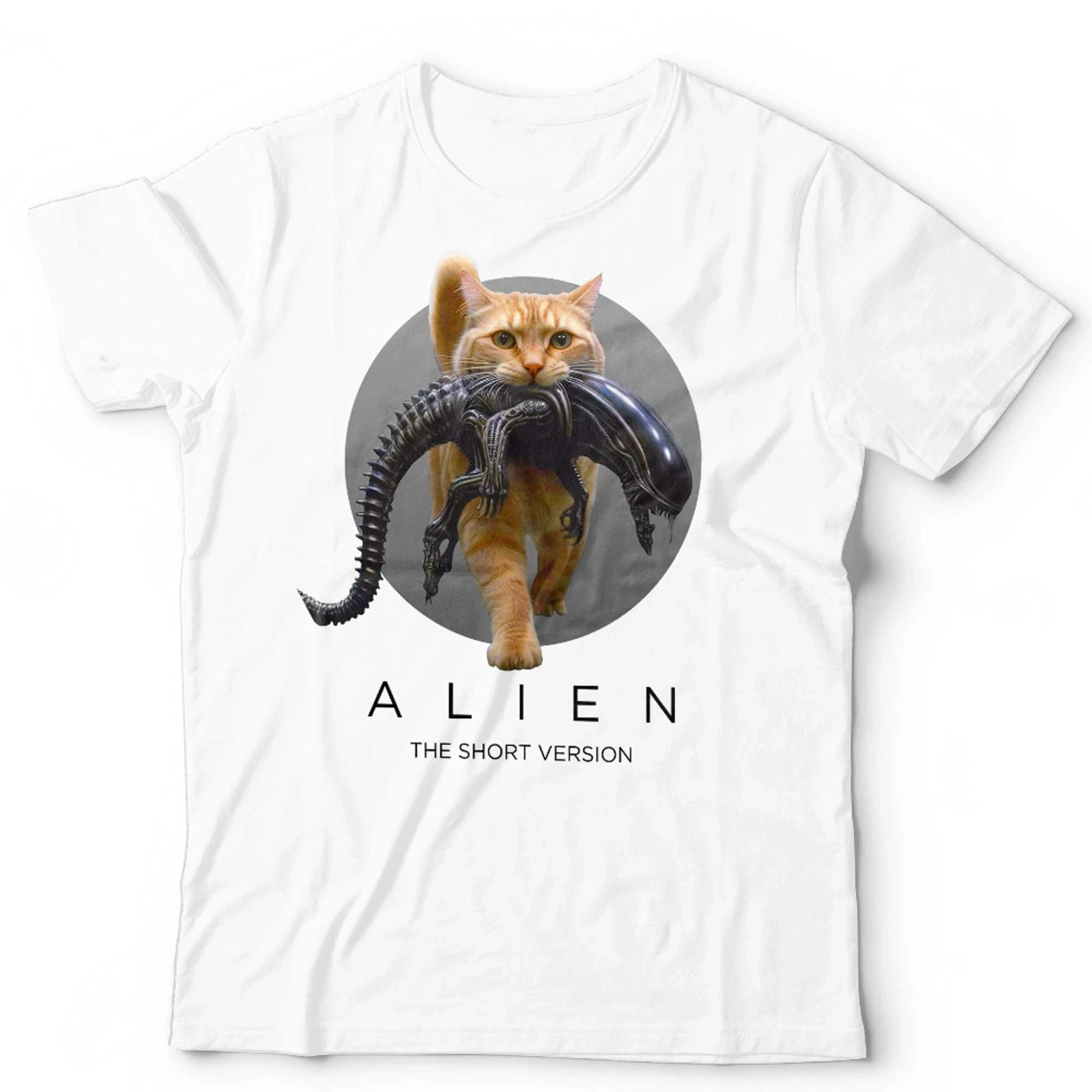 Alien-T-Shirt für Männer und Frauen, Kurzes und lustiges Sci-Fi-Horrorfilm-T-Shirt, Bedrucktes T-Shirt für Katzenliebhaber, Modisch – Detail 6