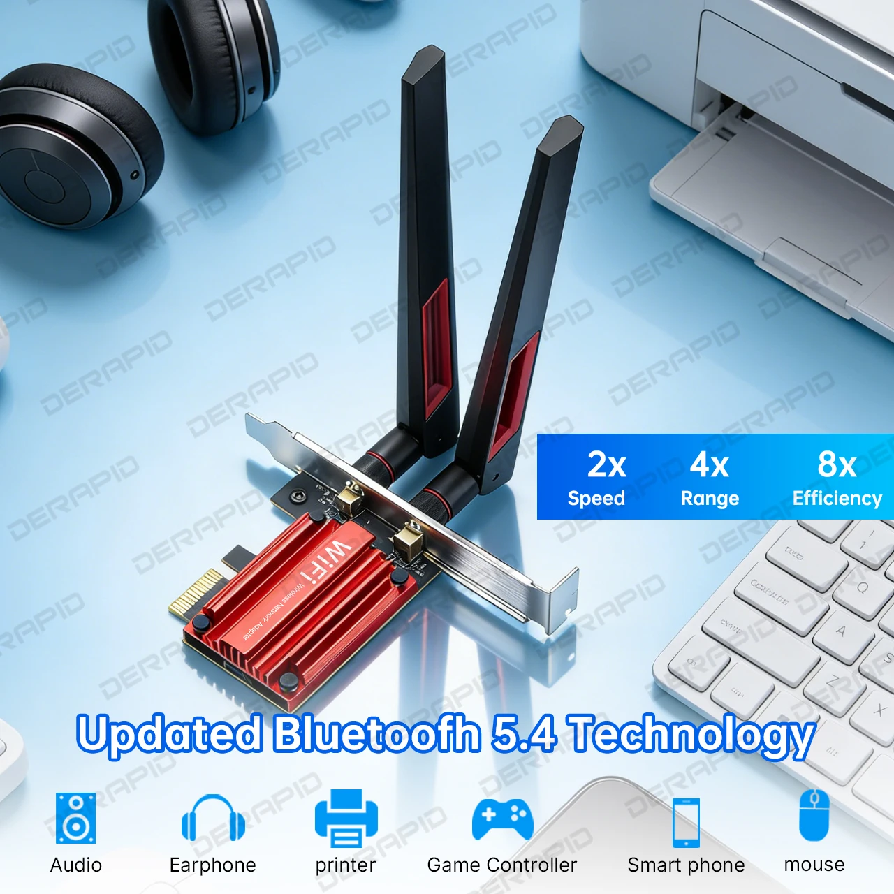 WiFi 7 BE5400 PCIe 네트워크 카드 MT7925 칩 블루투스 5.4 2.4G/5G/6GHz Windows 11/10용 게임 스트리밍 BE200과 유사
