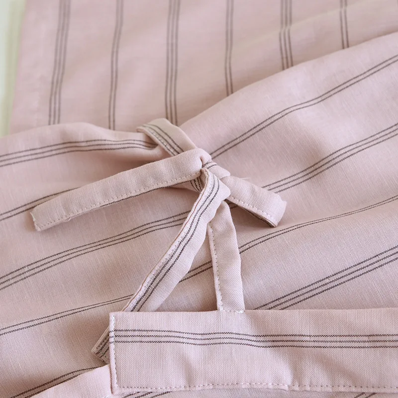 Spring Summer Women and Men Japanese Kimono Sleep Robe Gauze Cotton Couples Casual Striped Nightgown Home Pajama Robe