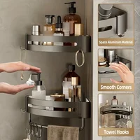 Bathroom Shelf No Drill Wall Mounted Shampoo Bottle Shower Corner Rack Toilet Storage Rack Aluminum Bathroom Kitchen Accessories 2