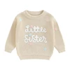Little Sister Newborn Outfit Baby Girl Clothes Knitted Sweater Matching Sister Sweatshirt Fall Winter Clothes