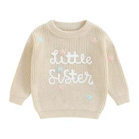 Little Sister Newborn Outfit Baby Girl Clothes Knitted Sweater Matching Sister Sweatshirt Fall Winter Clothes