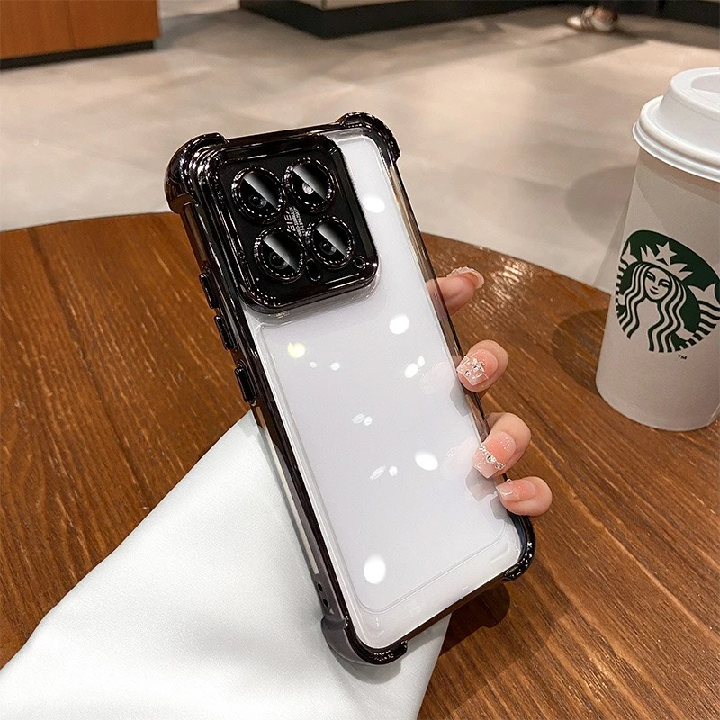 Luxury Shockproof Transparent Phone Case with Lens Film and Air Bumper Protection
