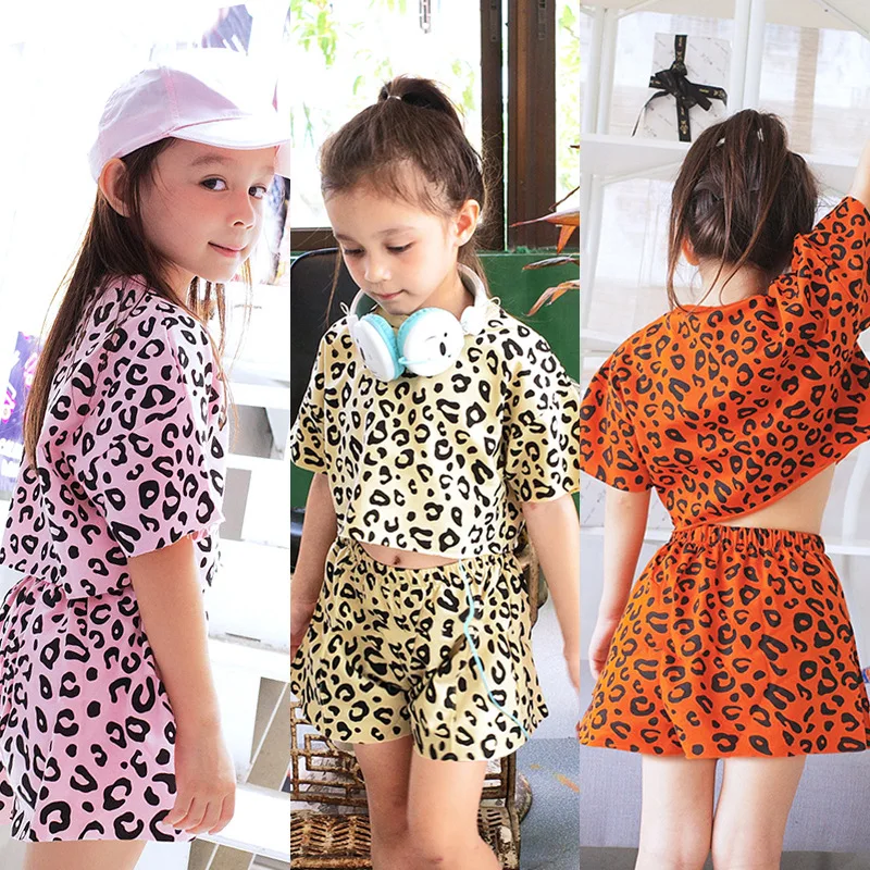 

Fashion Baby Girl Clothes Sets Summer Short-Sleeve Tops+Pants 2PCS Kids Girl Costume Outfits Leopard Print T-Shirt Shorts Suit