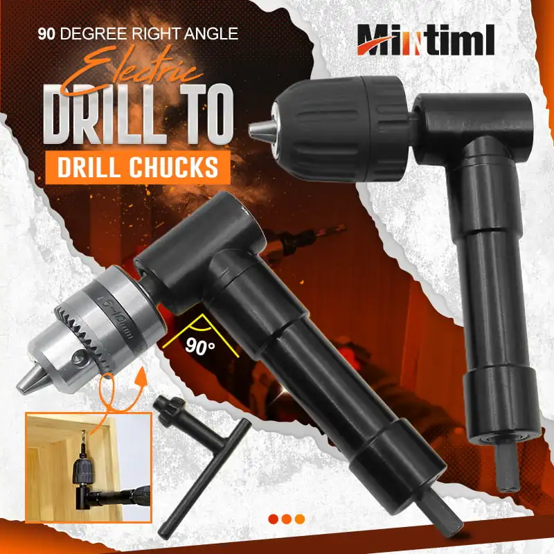 90 Degree Right Angle Electric Drill chuck Three-jaw self-tightening impact drill right-angle bending Extension adapter tool 90 degree right angle electric drill keyless three jaw chuck corner impact drill adapter right angle bend extension adaptor