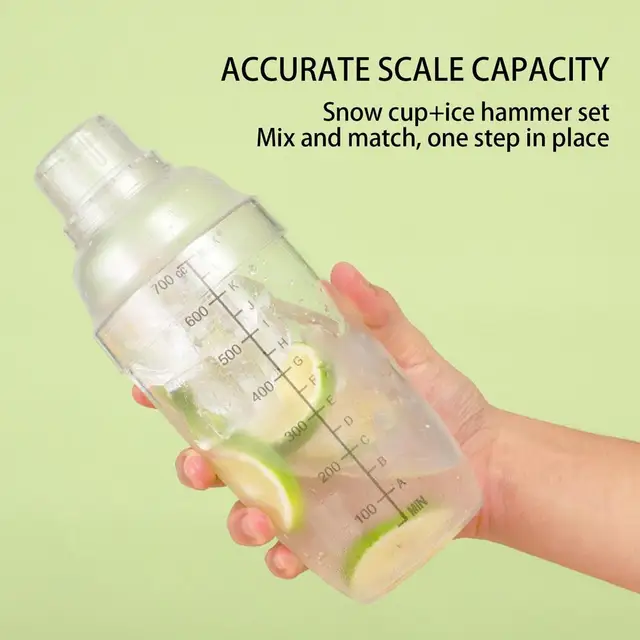 Ycolew Plastic Cocktail Shaker, Hand Drink Mixer Boba Tea Shaker Cup with  Scales,Bar Tool Transparent 