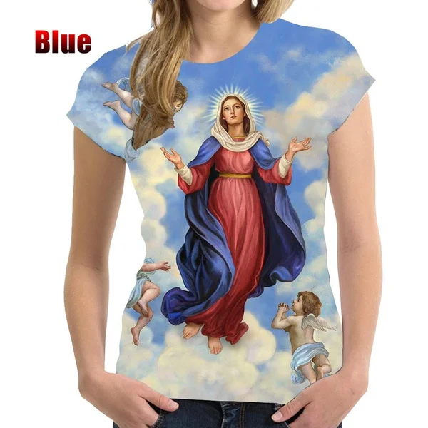 Women Summer 3D Printed Casual T-shirt Ladies Christian Blessed