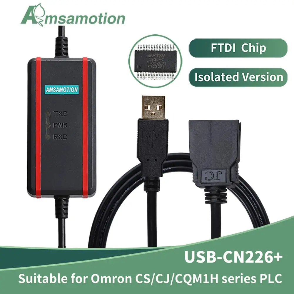 

PLC Programming Cable Suitable for Omron CS/CJ/CQM1H Series FTDI Chip Download Cable USB-CN226+