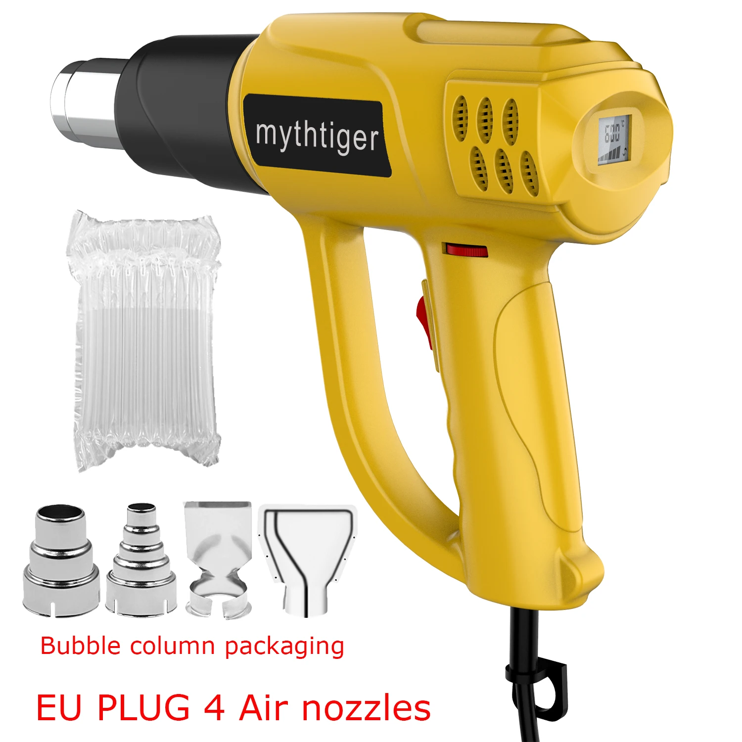 2000W Heat Gun with Temperature Settings 100- 600  Digital  (option) Hot Air Gun for Shrinking PVC Stripping Paint Crafts gravity feed spray gun Power Tools