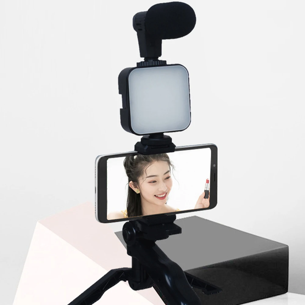 LED 비디오 조명 리모컨 휴대폰 클립, 배터리 전원 연결선, 라이브 스트리밍 삼각대, 휴대용 브이로그 사진 램프