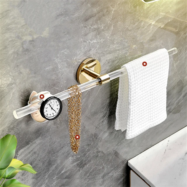 Toallero de pared para baño, soporte para colgar toallas, barras de  acrílico, estante de almacenamiento para cocina, 40/50cm - AliExpress