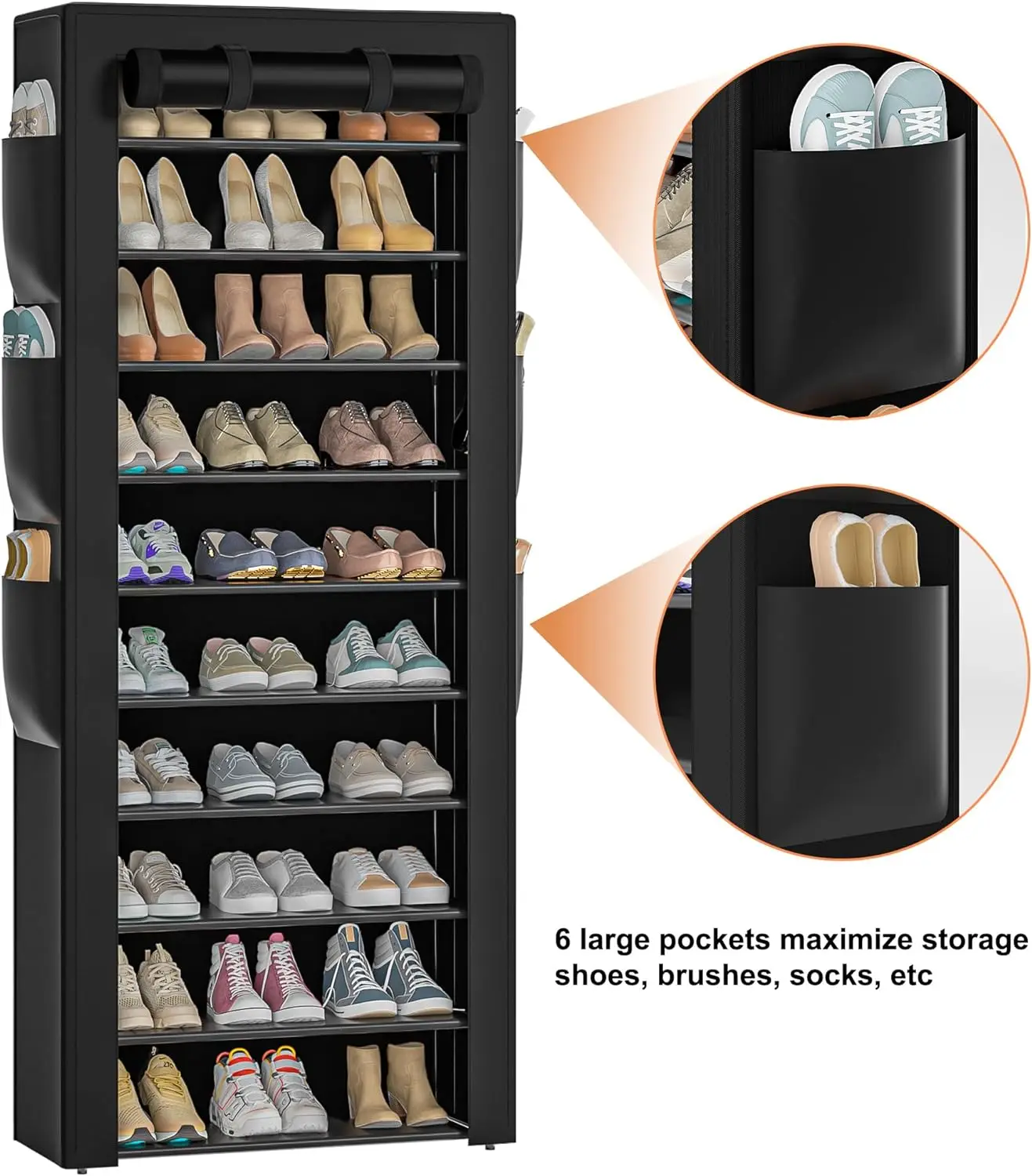 OYREL Shoes Rack 10 Tier Tall Shoe Rack Narrow Shoe Rack with