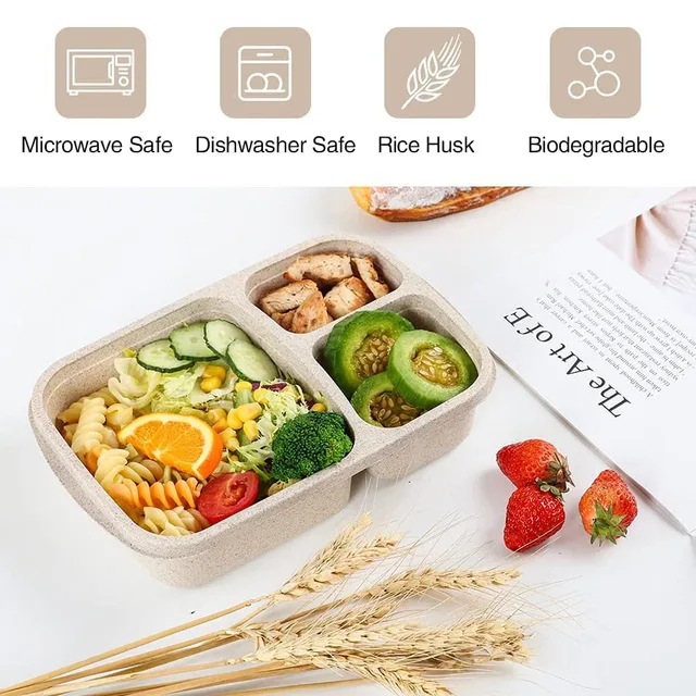 A2S Complete Meal Prep Lunch Box - 8 Pcs Set: Cooler Bag 3x Portion Control Bento  Lunch Containers Leakproof 3 Compartments Microwavable BPA Free - Fork &  Spoon - Thermos - 2x