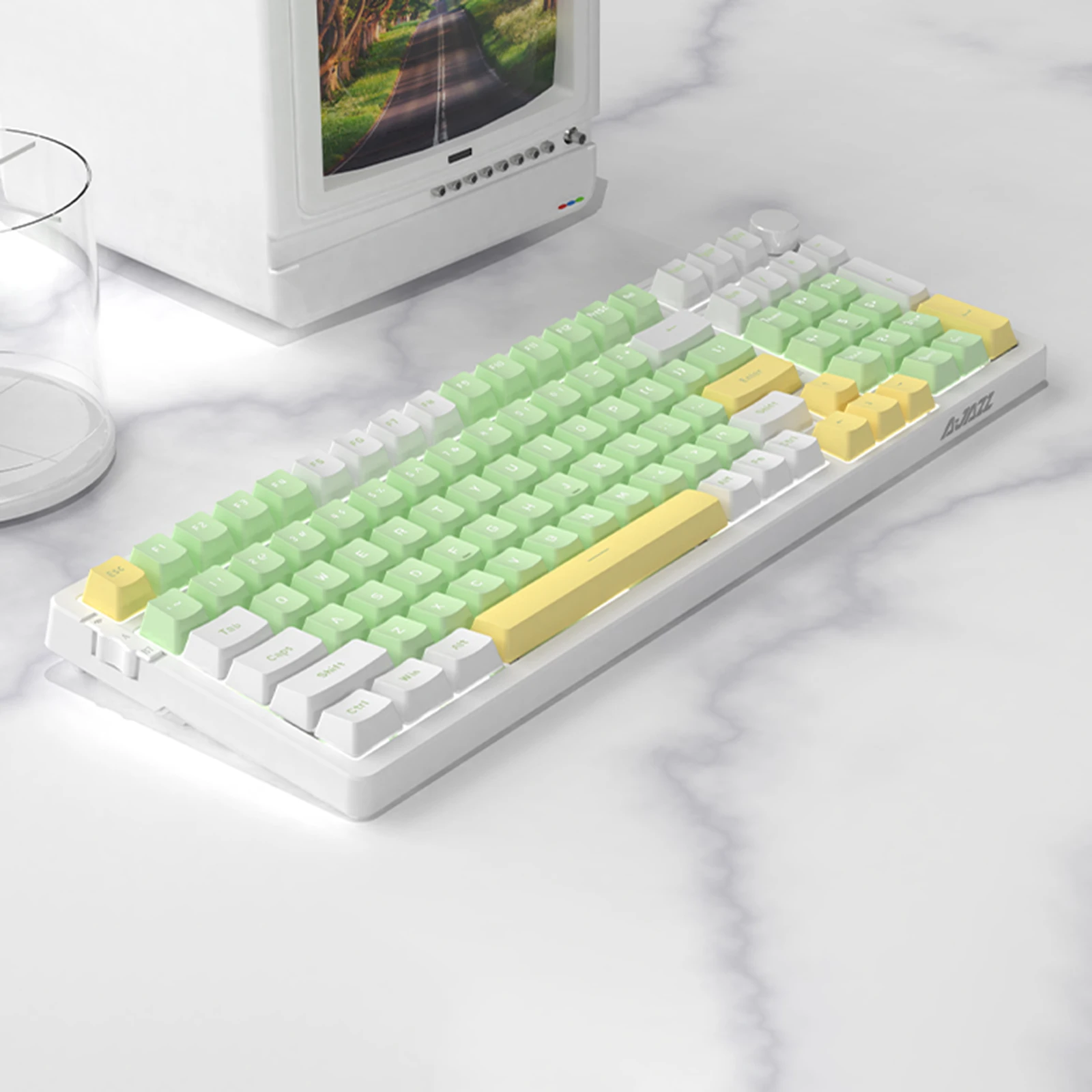Ajazz AK992 기계 게임 키보드 100 키 RGB 블루투스 5.0 풀 컬러 백라이트 PC 노트북 백라이트 무선 키보드