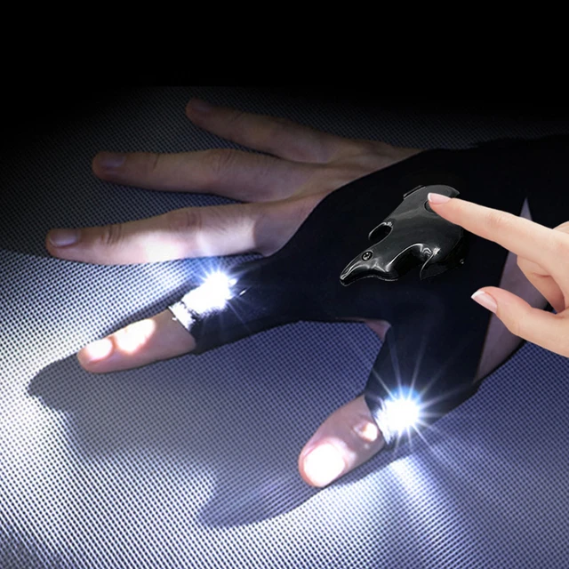 Sangle de Gants sans doigts - La paire - Eclairage LED lumineux - Taille  unique 