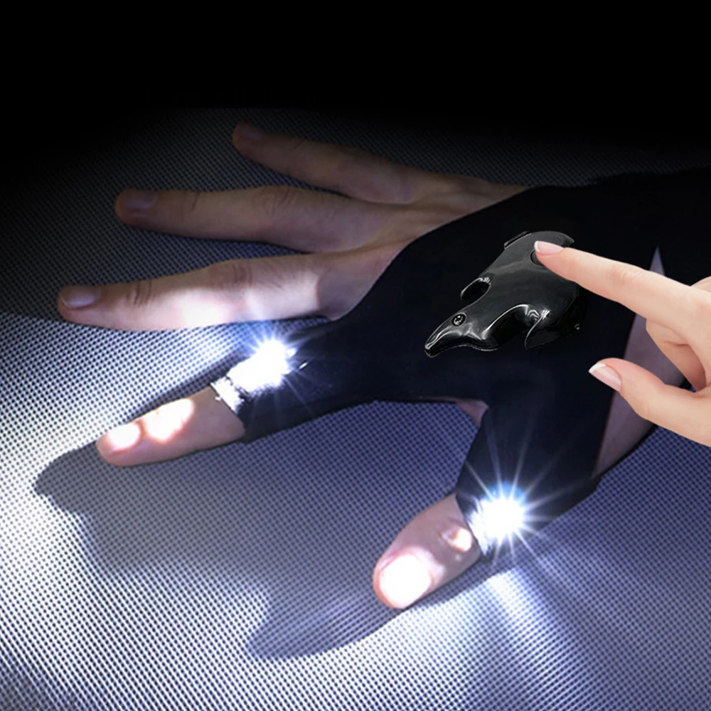 Gants LED rechargeables par USB, lampe de poche mains libres