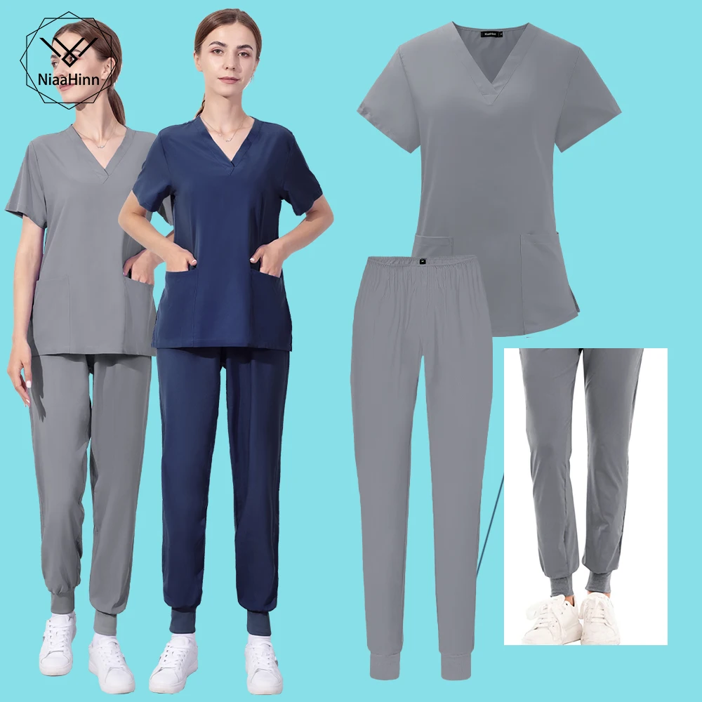Hospital Doctor Work Clothing Elasticity Pet Clinic Nurse Workwear thin comfortable Solid Color clinic Scrubs Women Uniforms