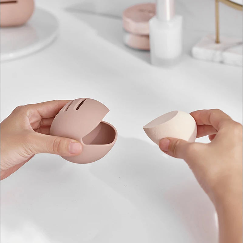 

Makeup Sponge Holder Eco-Friendly Silicone Double-side Hollow Beauty Make Up Blender Travel Case Gift for Women Girls