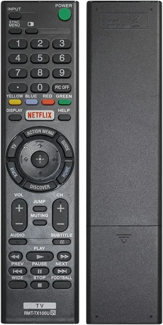 Universal Replacement Remote Control For Sony Bravia Smart TVs - Works With RMT-TX100U, TX101, TX102 Models